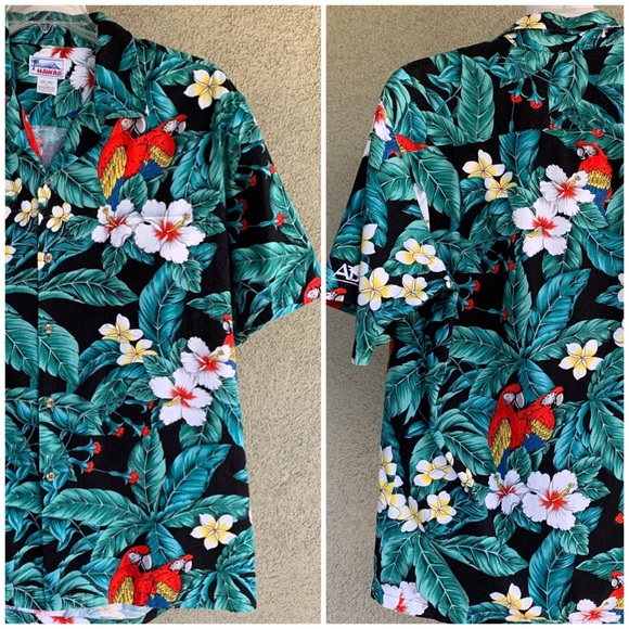 🌴 Hawaiian Aloha Cotton Shirt Parrots 🌴 - Picture 2 of 12